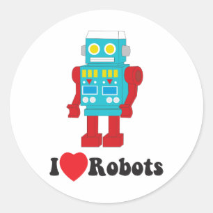 Ik hou van robots! ronde sticker