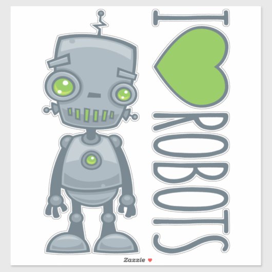 Ik hou van robots sticker (Vel)