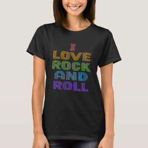 Ik hou van Rock and Roll Regenboog LGBT 70s Disco T-shirt