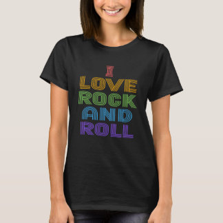 Ik hou van Rock and Roll Regenboog LGBT 70s Disco  T-shirt