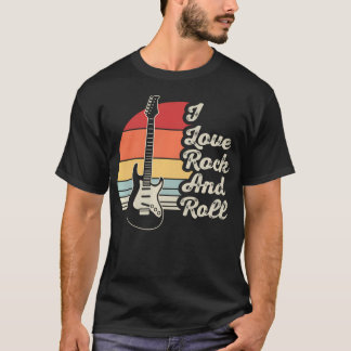 Ik hou van Rock And Roll Retro Vintage Gitaar T-shirt