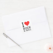 Ik hou van rock en roll vierkante sticker (Envelop)