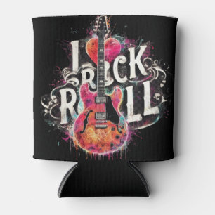 Ik hou van rock n roll elektrische gitaar schilder blikjeskoeler