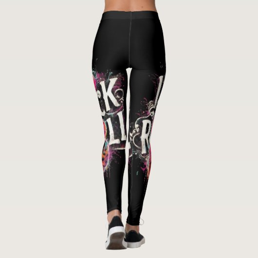Ik hou van rock n roll elektrische gitaar schilder leggings (Achterkant)