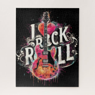 Ik hou van rock n roll elektrische gitaar schilder legpuzzel