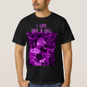 Ik hou van Rock N Roll elektrische gitaar schilder T-shirt