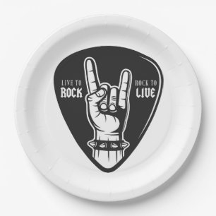 Ik hou van rock papieren bordje