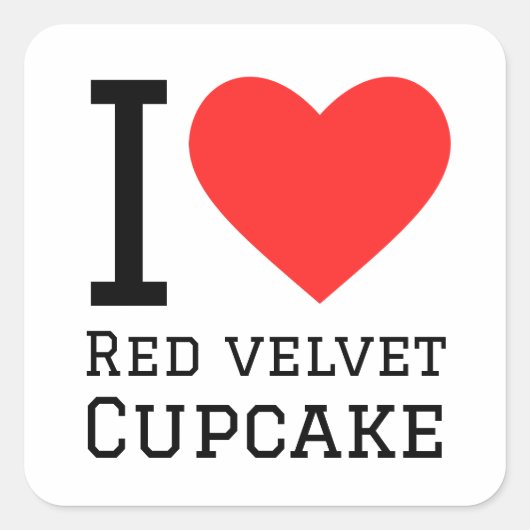 Ik hou van rode fluwelen cupcake vierkante sticker (Voorkant)