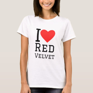 Ik hou van rode fluwelen t-shirt
