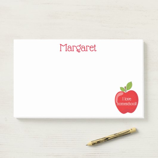 Ik hou van rode homeschool appel post-it® notes (Op bureau)