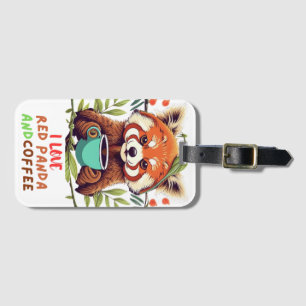 Ik Hou Van Rode Panda En Koffie Bagagelabel