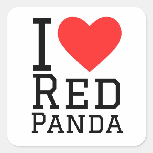 Ik hou van rode panda vierkante sticker (Voorkant)