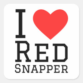Ik hou van rode snapper vierkante sticker