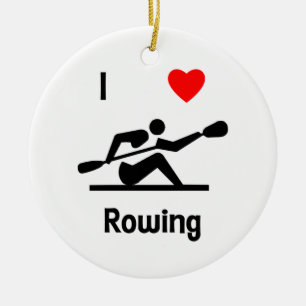 Ik hou van roeien keramisch ornament