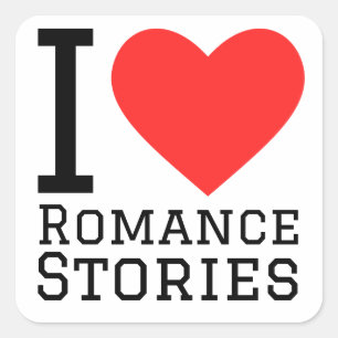 Ik hou van romance verhalen vierkante sticker
