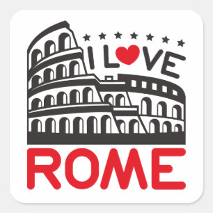 Ik hou van Rome Italië Colosseum Reizen Vierkante Sticker