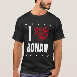 Ik hou van Ronan voornaam Cool Heart Grappig Perso T-shirt