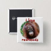 Ik hou van roodhoofden vierkante button 5,1 cm (Voorkant /achterkant)