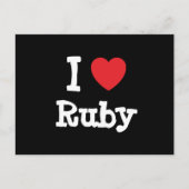 Ik hou van Ruby hart T-Shirt Briefkaart (Voorkant)