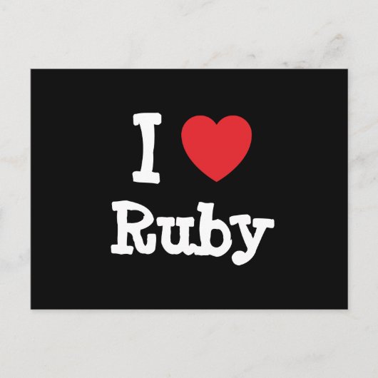 Ik hou van Ruby hart T-Shirt Briefkaart (Voorkant)