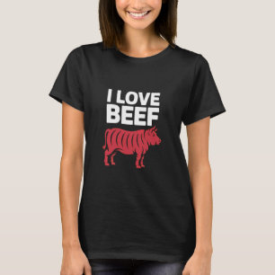 Ik hou van Rundvlees Koe Fans Vleesliefhebbers T-shirt