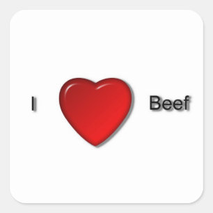 Ik hou van rundvlees vierkante sticker