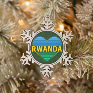 Ik hou van Rwanda, Rwandese hart Tin Sneeuwvlok Ornament