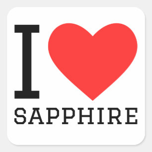 Ik hou van saffier vierkante sticker