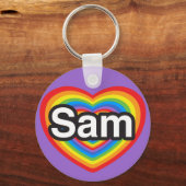 Ik hou van Sam. Ik hou van je Sam. Hart Sleutelhanger (Voorkant)