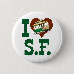 Ik hou van San Francisco Cable Cars Ronde Button 5,7 Cm