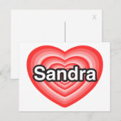 Ik hou van Sandra. Ik hou van je Sandra. Hart Briefkaart (Voorkant / Achterkant)