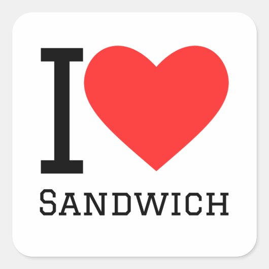 Ik hou van sandwich vierkante sticker (Voorkant)