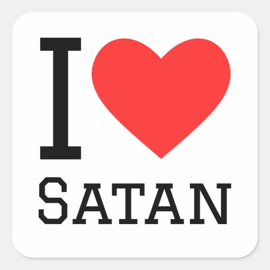 Ik hou van satan vierkante sticker (Voorkant)