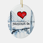 Ik hou van Savannah Ga Keramisch Ornament (Rechts)