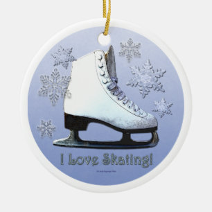 Ik hou van schaatsen keramisch ornament