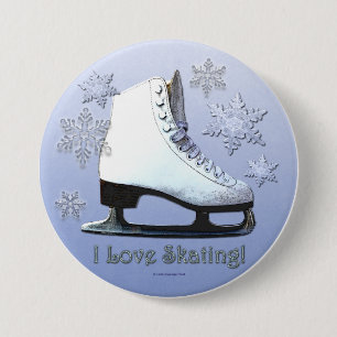 Ik hou van schaatsen ronde button 7,6 cm