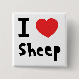 Ik hou van schapen vierkante button 5,1 cm
