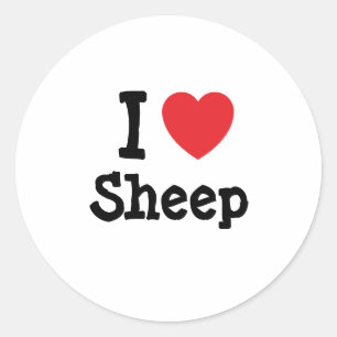 Ik hou van schapenhart op maat gepersonaliseerd ronde sticker