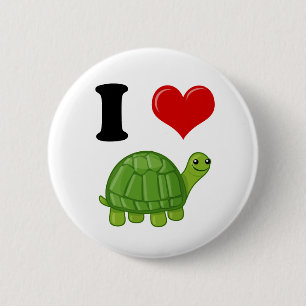 Ik hou van schildpadden ronde button 5,7 cm