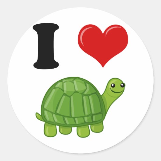 Ik hou van schildpadden ronde sticker (Voorkant)