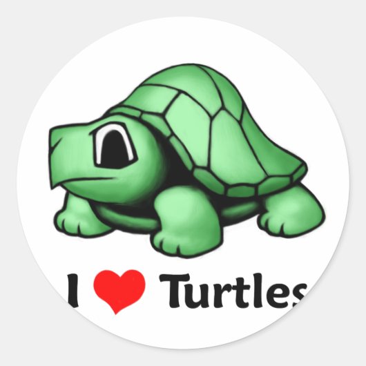Ik hou van schildpadden ronde sticker (Voorkant)