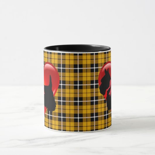 Ik hou van, Schotse Terrier, groot rood hart goud Mok (Midden)