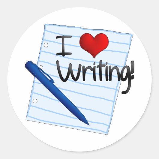 Ik hou van schrijven ronde sticker (Voorkant)