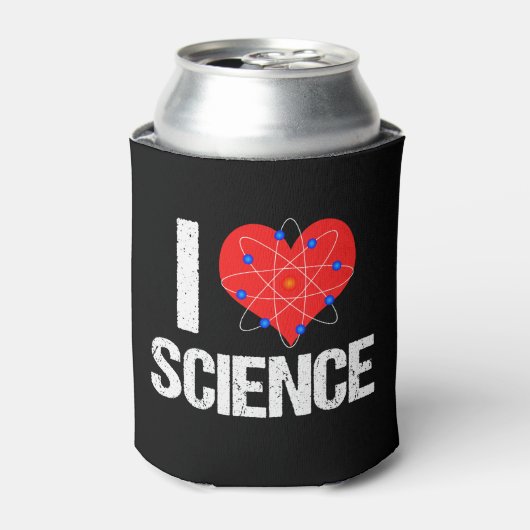 Ik hou van Science Cool Scientist Atom Model Zwart Blikjeskoeler (Blikje Voorkant)