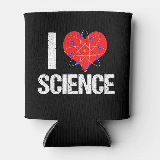 Ik hou van Science Cool Scientist Atom Model Zwart Blikjeskoeler (Voorkant)