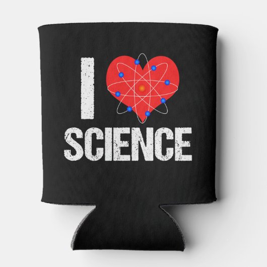 Ik hou van Science Cool Scientist Atom Model Zwart Blikjeskoeler (Achterkant)