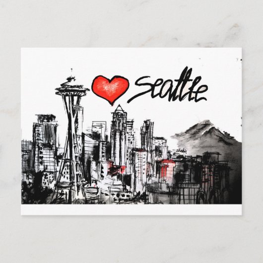 Ik hou van Seattle Briefkaart (Voorkant)
