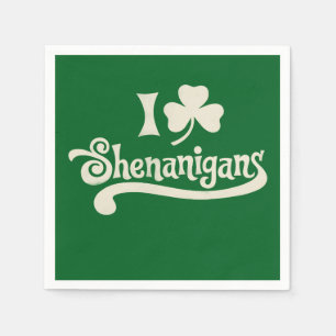 Ik hou van Shenanigans Clover Shamrock St Patrick' Servet