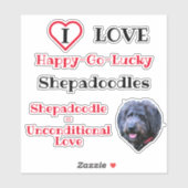 Ik hou van Shepadoodles Doodle Dog Sticker (Vel)