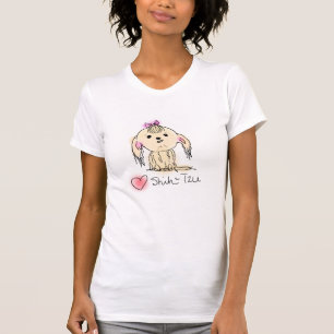 Ik hou van Shih Tzu handgeïllustreerde honden krab T-shirt